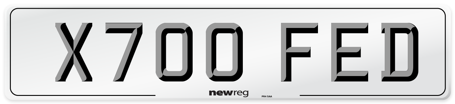 X700 FED Number Plate from New Reg